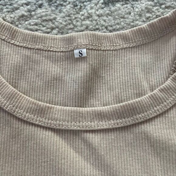 Women’s Tan Racerback Crop Tank Top - Picture 6 of 7